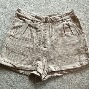 Windsor Tan High Waist Relaxed Fit Shorts 100% cotton